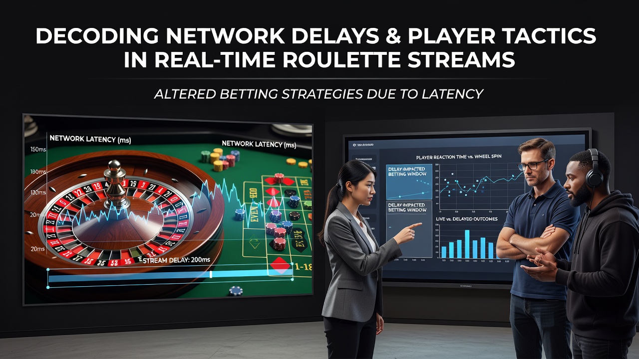 Split view of roulette table feed versus player betting panel with timing offset markers
